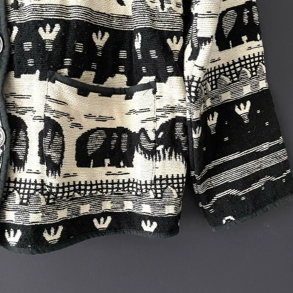 Vintage Jane Ashley jacquard African Print Jacket Size S 263 - Picture 4 of 7